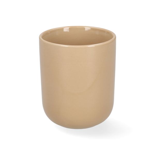 Becher, Steingut, sandfarben,  Glockenblume, 280 ml