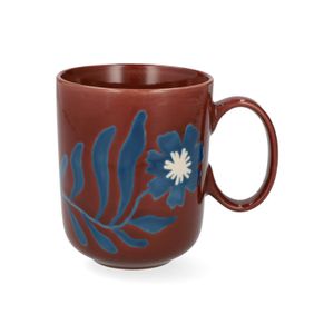 Teebecher, Steingut, rotbraun, Cosmosblume, 380 ml