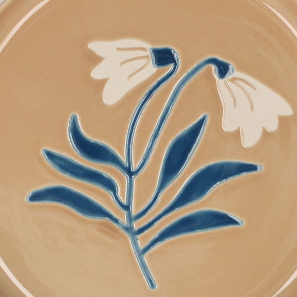Teller, Steingut, sandfarben, Glockenblume, Ø16 cm