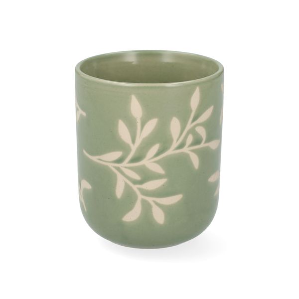 Beker, steengoed, donkergroen, takjes, 280 ml