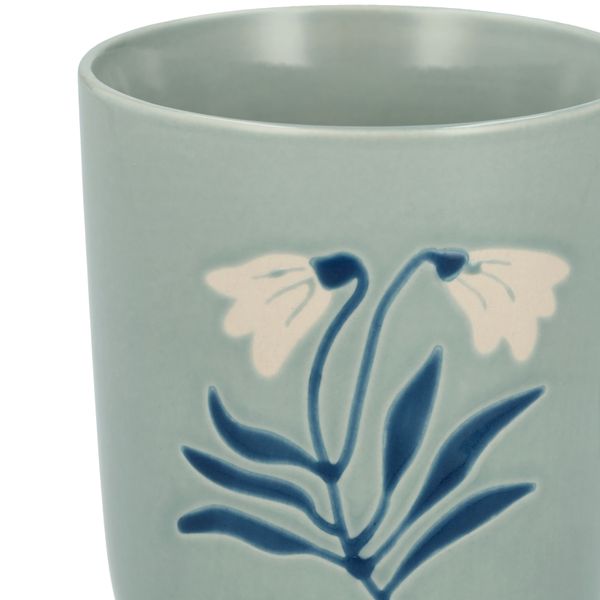 Teebecher, Steingut, blau, Glockenblume, 380 ml