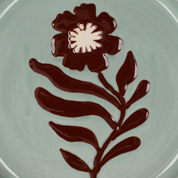 Teller, Steingut, blau, Cosmosblume, Ø16 cm