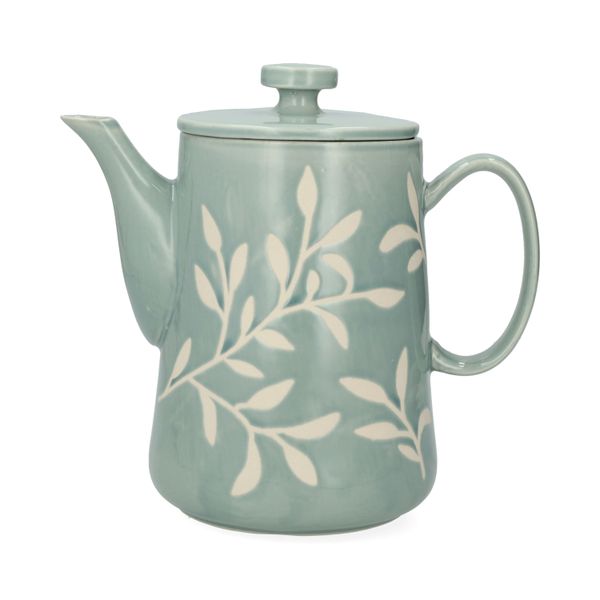 Teekanne, Steingut, blau, Zweige, 1 liter