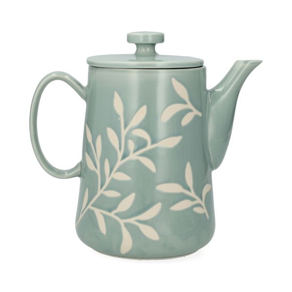 Teekanne, Steingut, blau, Zweige, 1 liter