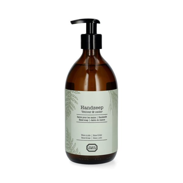 Handzeep, glazen fles, vetiver & ceder, 500 ml