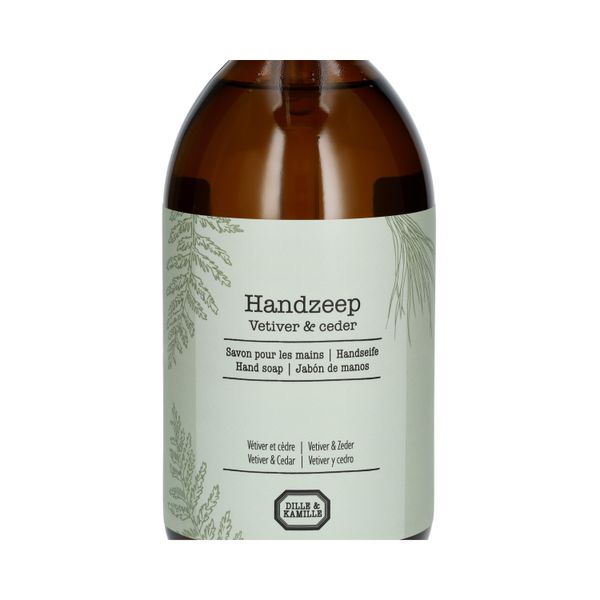 Handzeep, glazen fles, vetiver & ceder, 500 ml