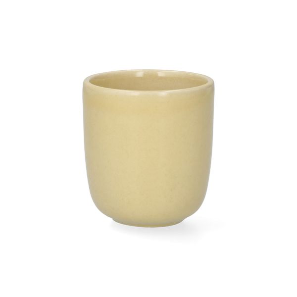 Beker, reactieve glazuur, steengoed, korengeel, Ø6 x 6,5 cm