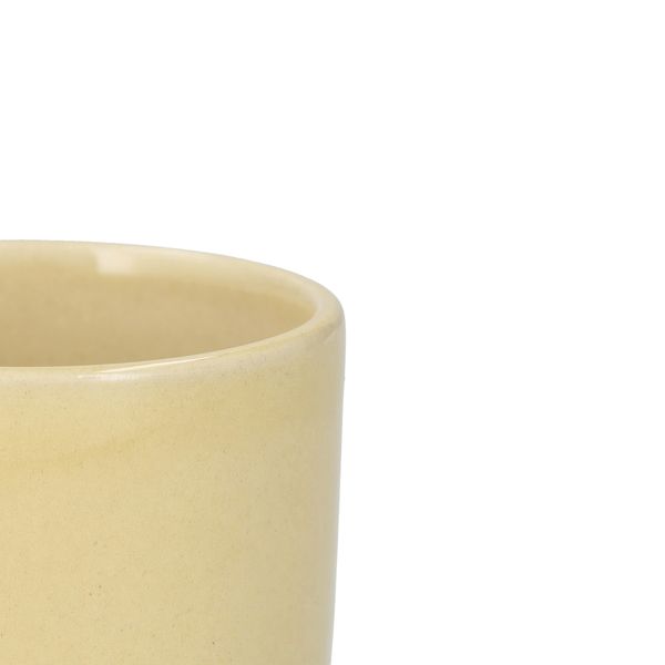 Beker, reactieve glazuur, steengoed, korengeel, Ø6 x 6,5 cm