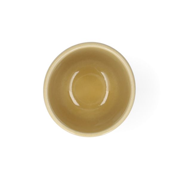 Beker, reactieve glazuur, steengoed, korengeel, Ø6 x 6,5 cm