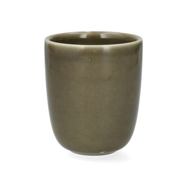 Beker, reactieve glazuur, steengoed, olijfgroen, Ø8 x 9,5 cm