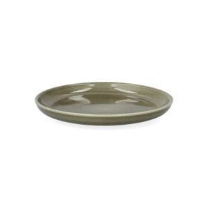 Assiette à dessert, émail réactif, grès, vert olive, Ø16 cm