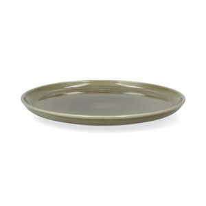 Assiette à petit-déjeuner, émail réactif, grès, vert olive, Ø22 cm