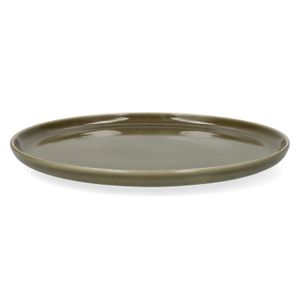 Assiette, émail réactif, grès, vert olive, Ø27 cm