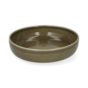 Diep bord, reactieve glazuur, steengoed, olijfgroen, Ø20 x 4,5 cm
