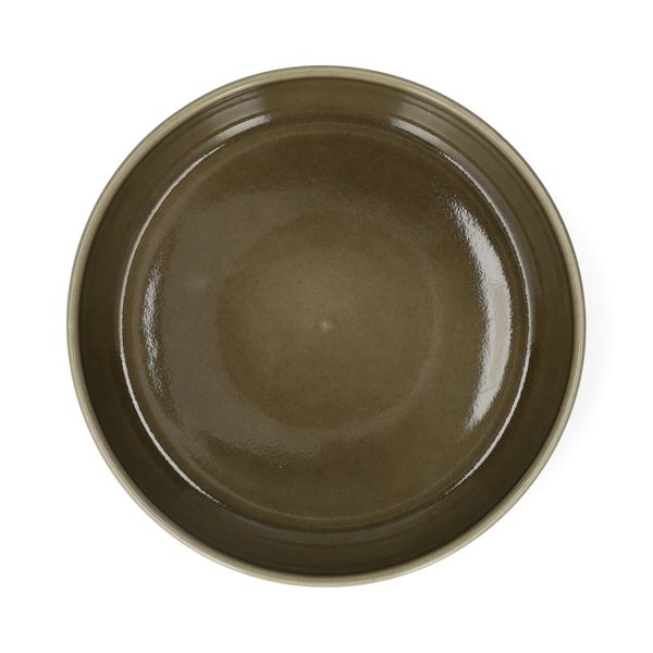 Diep bord, reactieve glazuur, steengoed, olijfgroen, Ø20 x 4,5 cm