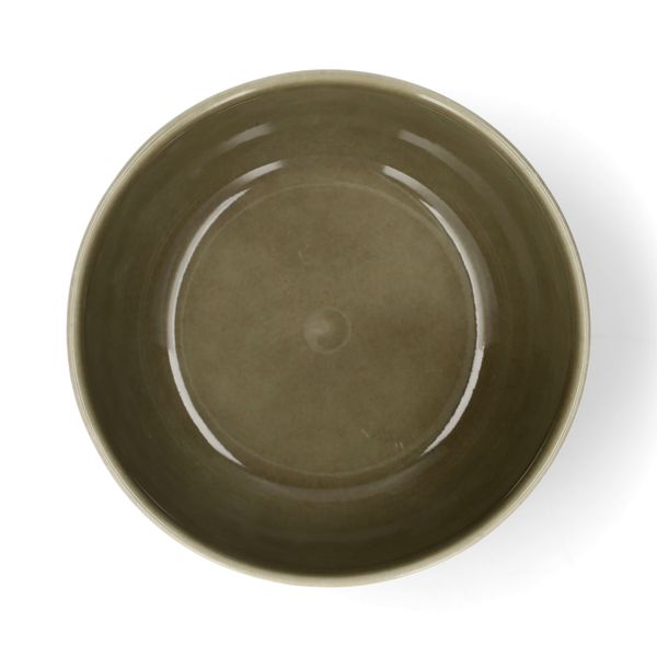 Schaal, reactieve glazuur, steengoed, olijfgroen, Ø14,5 x 7 cm