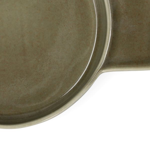 Ovenschaal, reactief glazuur, steengoed, olijfgroen,  Ø12 x 2 cm