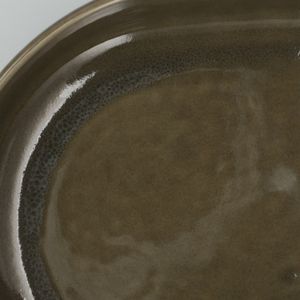 Plat à four, émail réactif, grès, vert olive, 35,5 x 22 cm