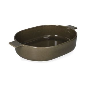 Ovenschaal, reactief glazuur, steengoed, olijfgroen, 35,5 x 22 cm Ovenschaal, reactief glazuur, steengoed, olijfgroen, 35,5 x 22 cm