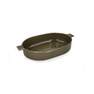 Ovenschaal, reactieve glazuur, steengoed, olijfgroen, 42 x 25 cm
