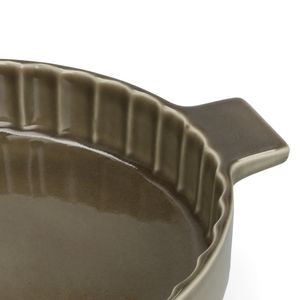 Plat à quiche/tarte, émail réactif, grès, vert olive, Ø25 cm