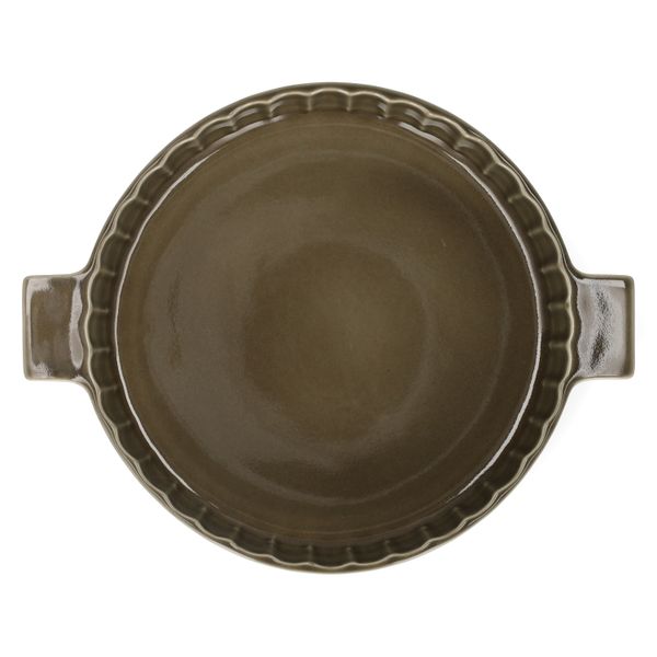 Quicheschaal, reactief glazuur, steengoed, olijfgroen, Ø25 cm