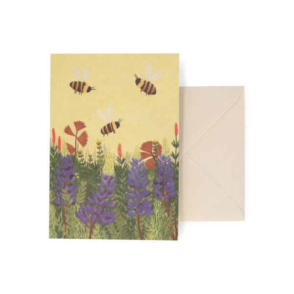 Carte, World Animal Protection, abeilles dans un champ de lupins