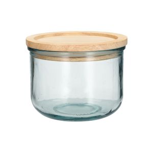 Bocal à provision avec couvercle en bambou, verre recyclé, 600 ml