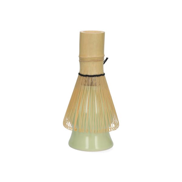 Matcha-Besenhalter, Steingut, reaktive Glasur, grün