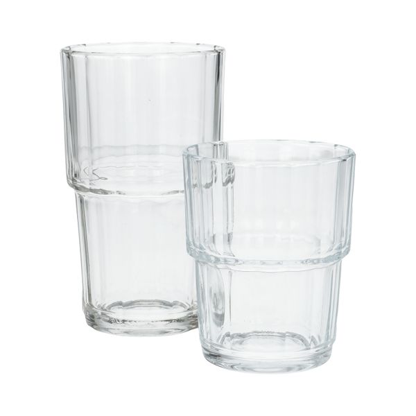 Glas, geriffelt und stapelbar, 320 ml