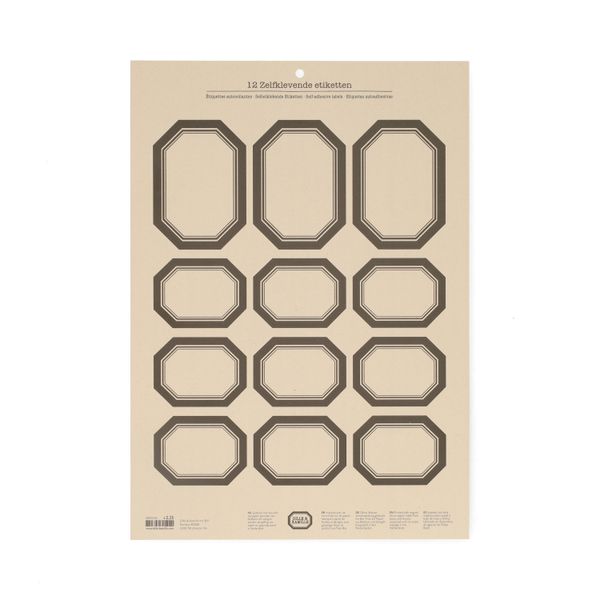 Etiketten, zwarte rand, zelfklevend, 12 stuks