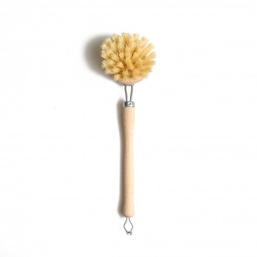 Spülbürste mit Griff aus Buchenholz und Pflanzenfasern, 24 cm