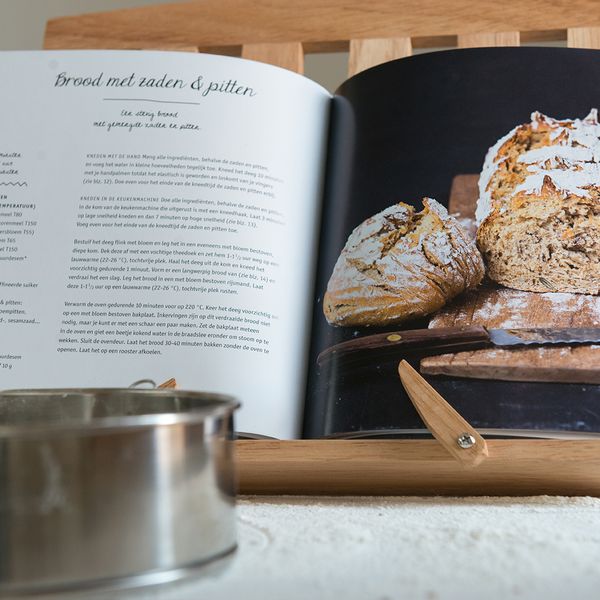 Support pour livre de cuisine, bois d'hévéa