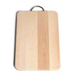 Chopping board with stainless steel handle, beech wood, 27.5 x 18.5 cm