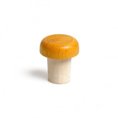 Korken mit Knopfgriff, aus Buchenholz, gelb