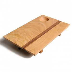 Planche à sushis avec baguettes,bois de caoutchouc, 25 x 15,5 cm