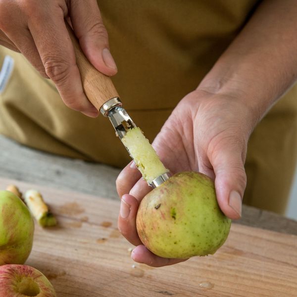 Appelboor, beukenhout en roestvrij staal, 17 cm