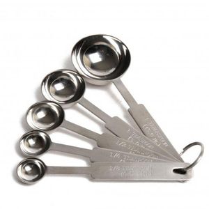 Measuring spoons, in teaspoons and tablespoons and ml, stainless steel