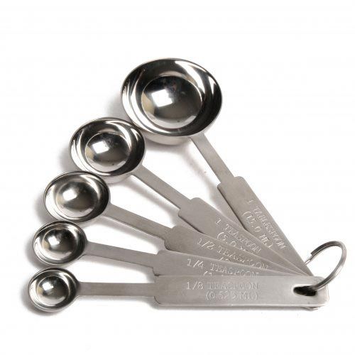 Measuring spoons, in teaspoons and tablespoons and ml, stainless steel, Fermenting