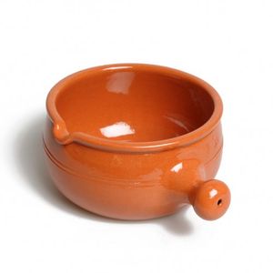 Fondue pan/caquelon with handle, small, red terracotta