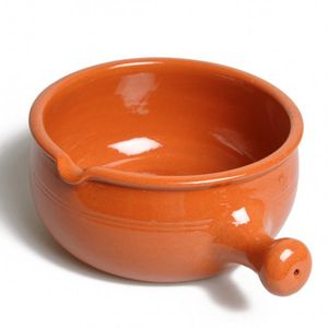 Fondue pan/caquelon with handle, large, red terracotta