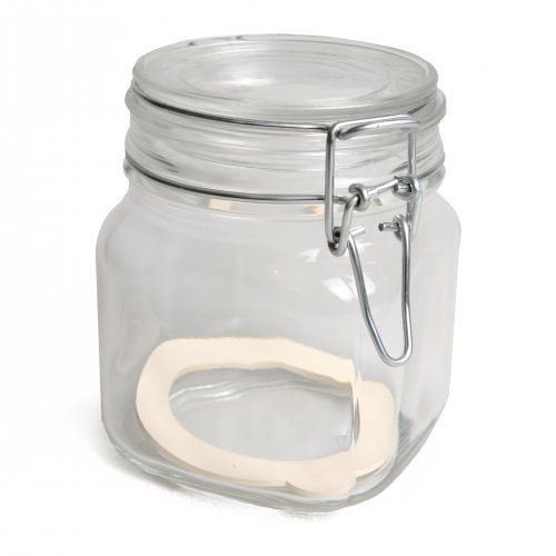 Clip top jar, glass, square, 0.75 l