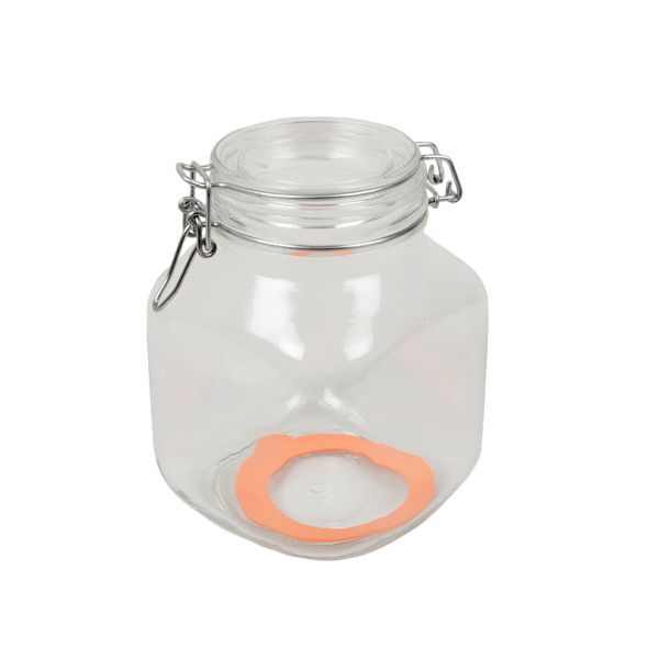 Clip top jar, glass, square, 1 l