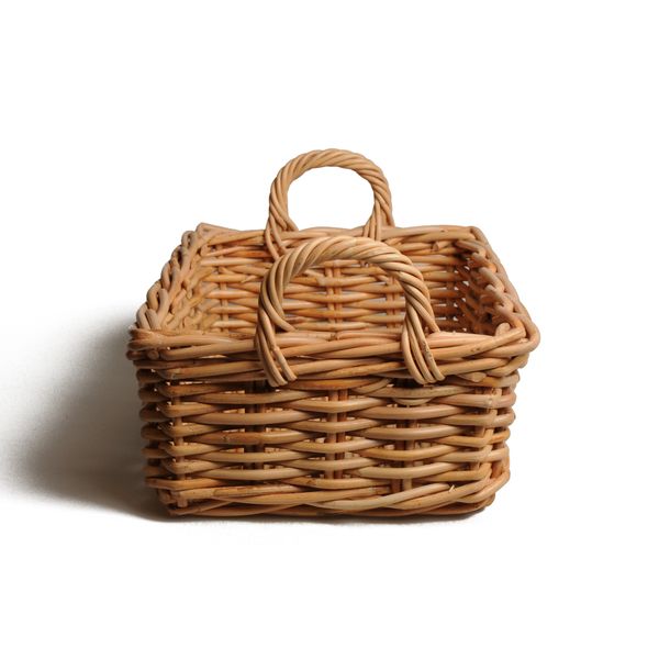 Mand met handvat, rotan, 34 x 30 x 19 cm