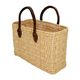 Wicker bag, brown leather handle, medium