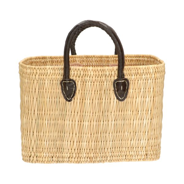 Tas, pitrusgras, bruin lederen hengsel, middel
