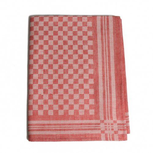 Tea/glass towel, linen/cotton, red chequered