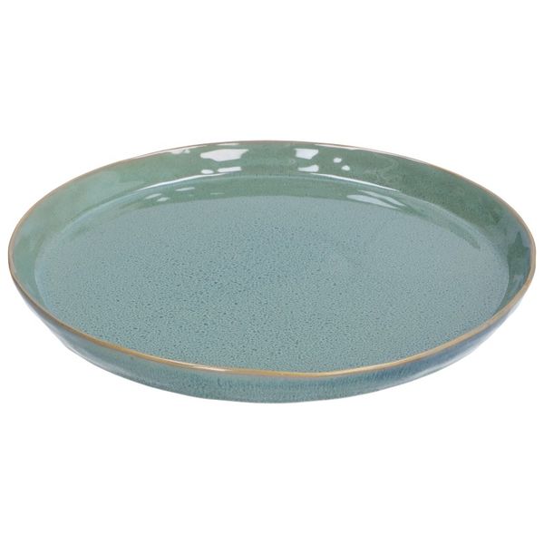 Assiette email réactif, grès, vert, Ø 26 cm