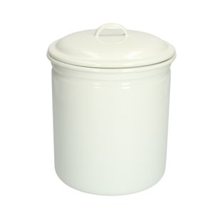 Boîte/pot à provision en émail, blanc Ø 14 cm
