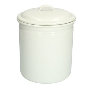Boîte/pot à provision en émail, blanc, Ø 16 cm